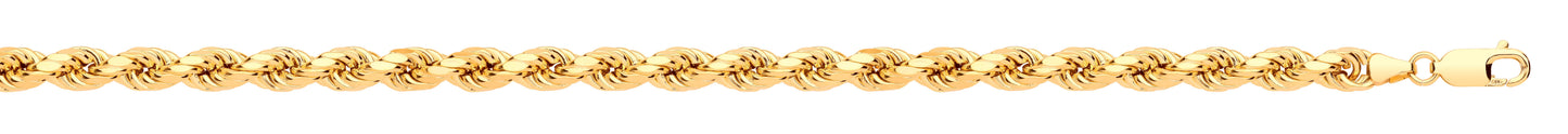 Yellow Gold 6.0mm Semi Solid Diamond Cut Rope Chain