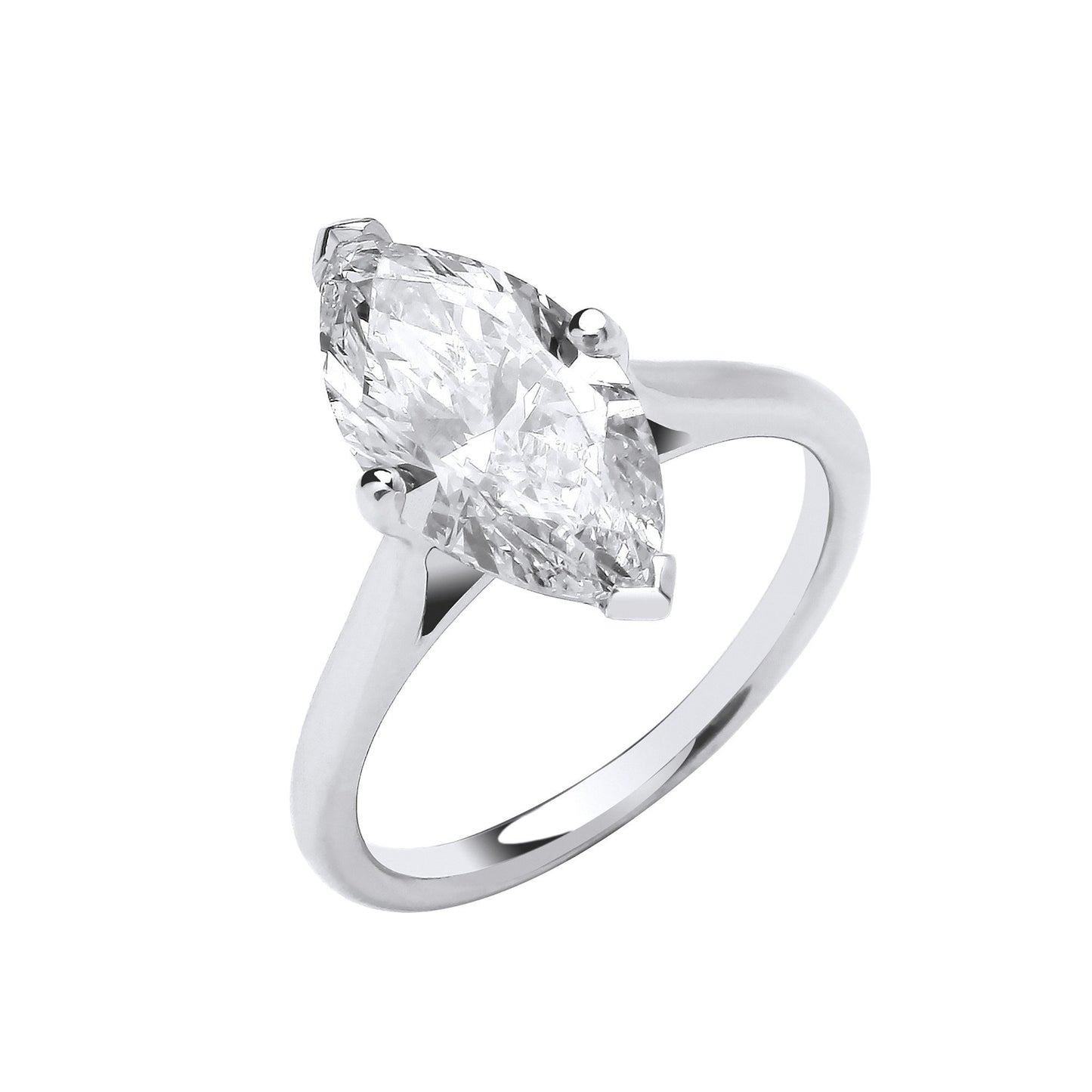 18ct White Gold 3.00ctw Marquise Cut Lab Grown Diamond Ring IGI Cert