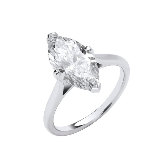 18ct White Gold 3.00ctw Marquise Cut Lab Grown Diamond Ring IGI Cert