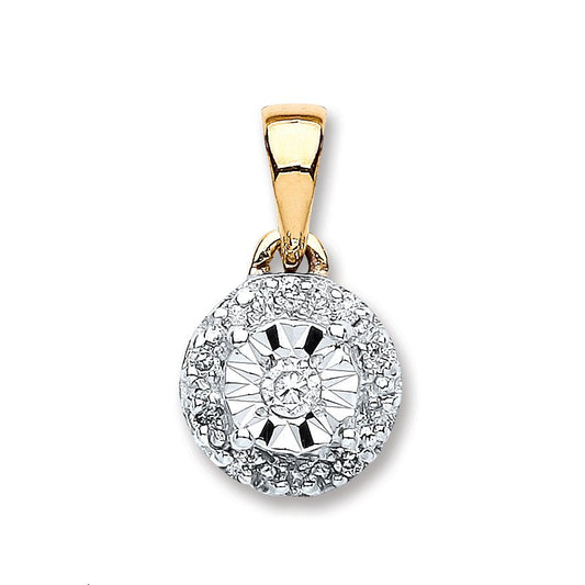 9ct Yellow Gold 0.07ct Diamond Pendant