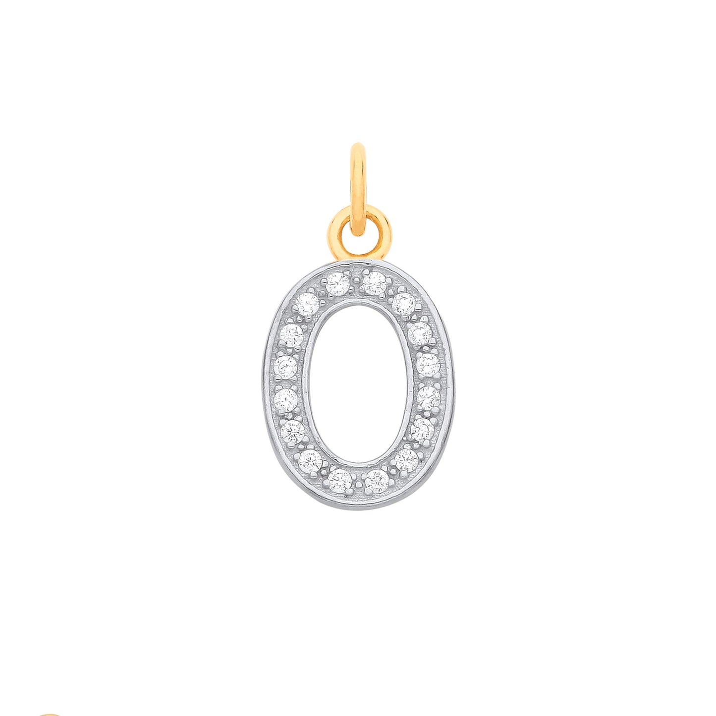 Yellow Gold Medium Cubic Zirconia Initial Pendants
