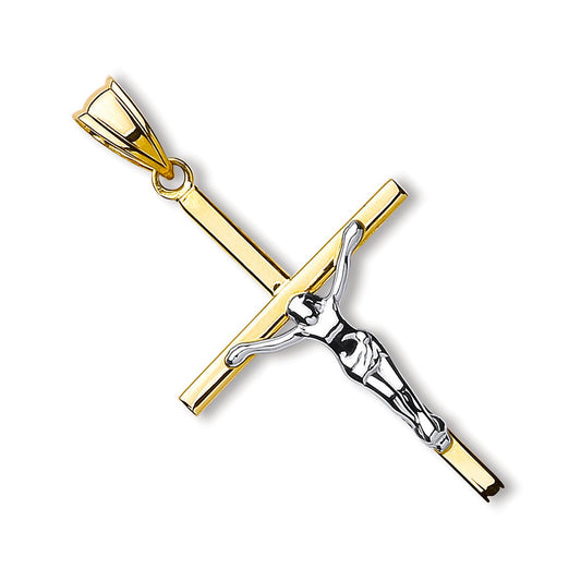 White & Yellow Gold Hollow Crucifix