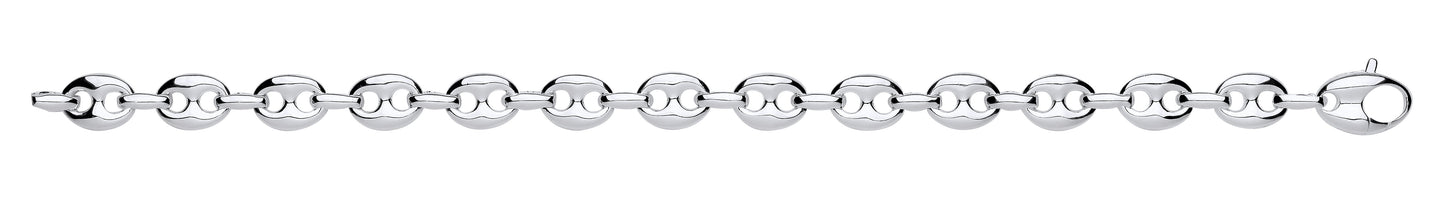 Silver Coffee Bean Link Gents Bracelet