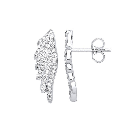 Silver Angel Wing Cubic Zirconia Studs