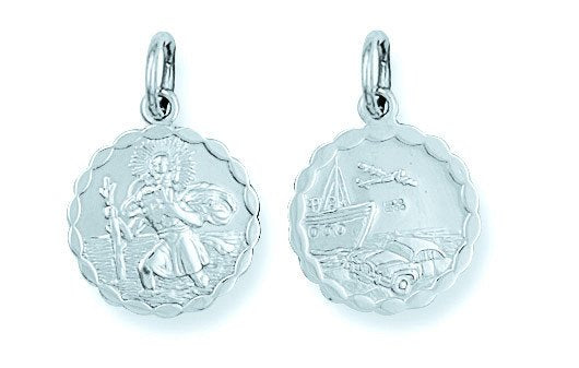 Silver Double Sided Fancy St. Christopher Pendant - 2.3g