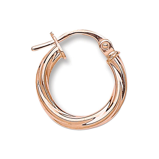 Rose Gold 15mm Twisted Hoop Earrings