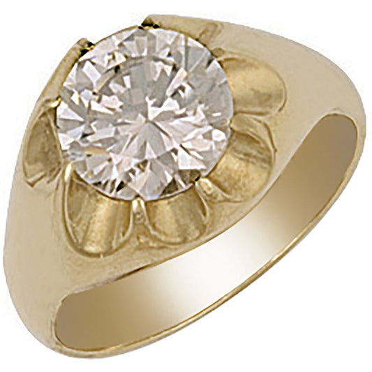 Yellow Gold Cubic Zirconia Gipsy Ring (HNN-C7A61D)