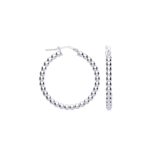 Silver Bead 31mm Hoop Earrings