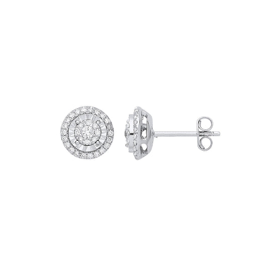 9ct White Gold Multi Circles Stud Diamond 0.36ctw Earrings