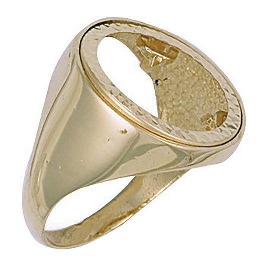 Yellow Gold (Half) Plain Sides Sovereign Ring