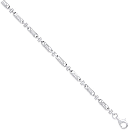 Silver 5.3mm Fancy Links Cubic Zirconia Chain/Bracelet