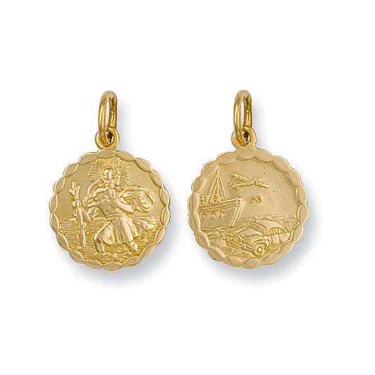 Yellow Gold Double Sided Fancy St. Christopher Pendant - 2.3g