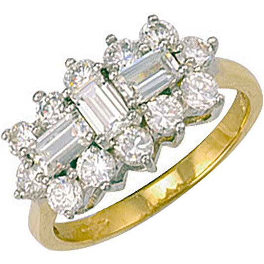 Yellow Gold Cubic Zirconia Boat Ring (HNN-C76DF7)