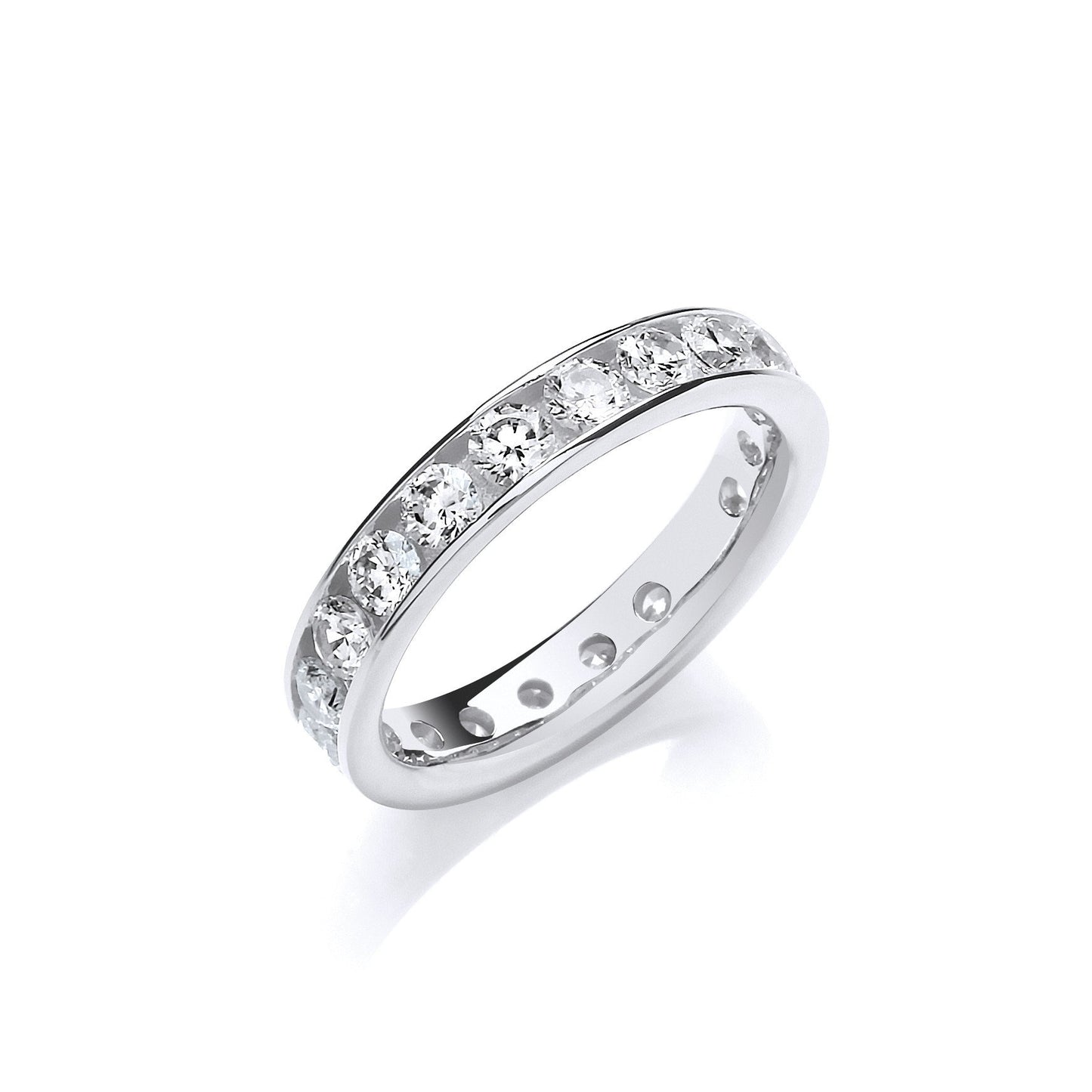 4mm Full Eternity Round Brilliant Cubic Zirconia Silver Ring