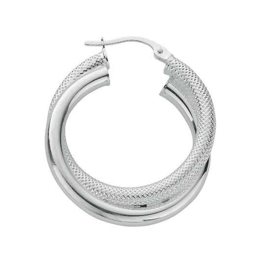 Silver Double Hoop Earrings - 26.9mm