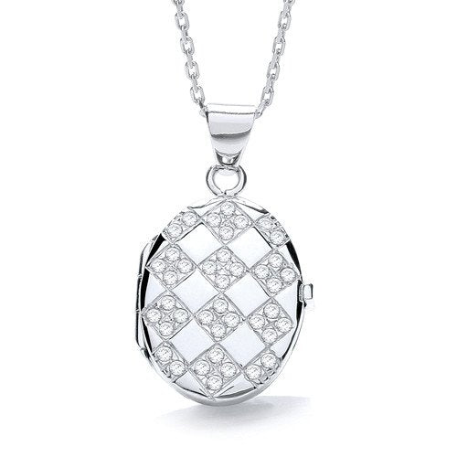Oval Shape with Design of Cubic Zirconias Locket