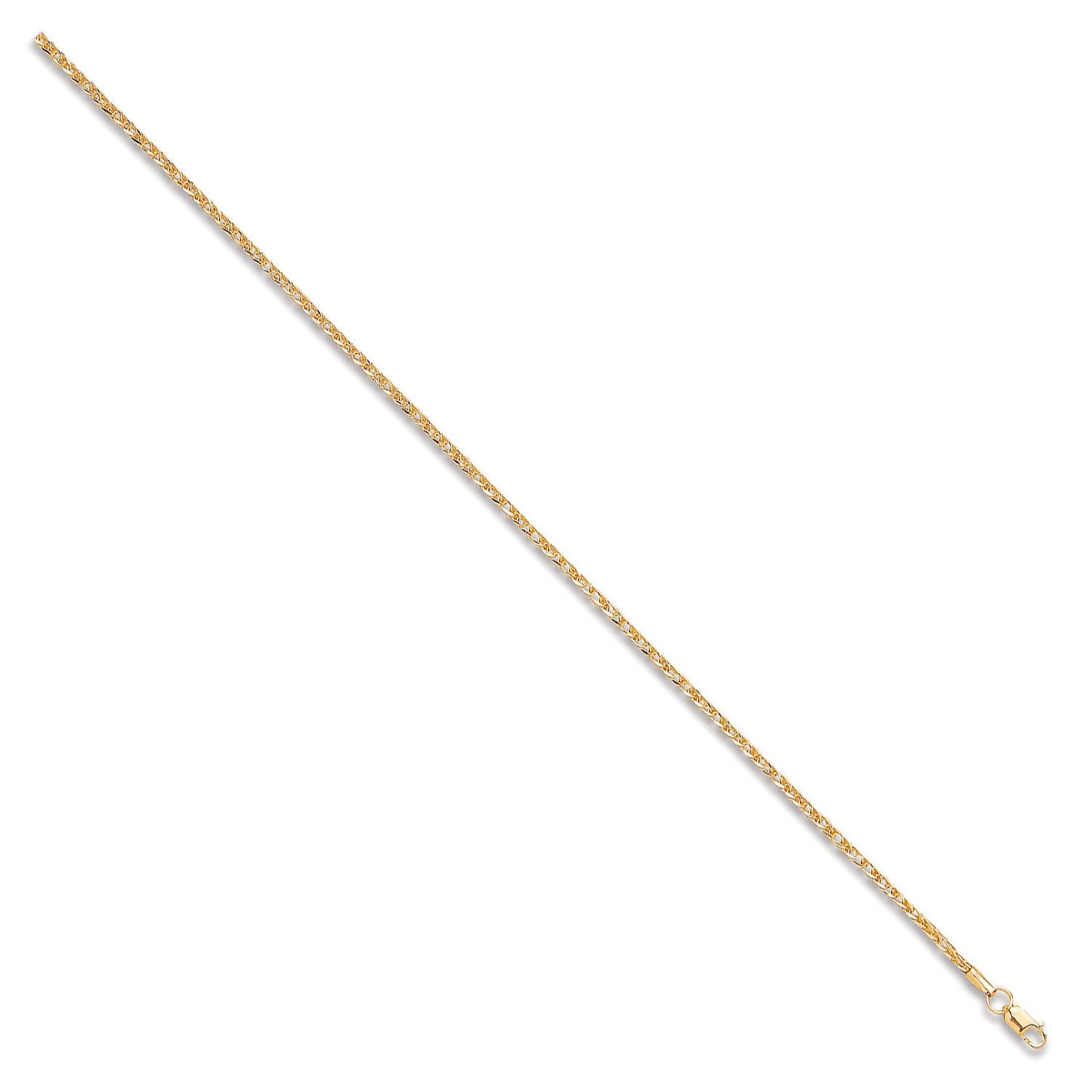 Yellow Gold 2.0mm Hollow Square Spiga Chain/Bracelet