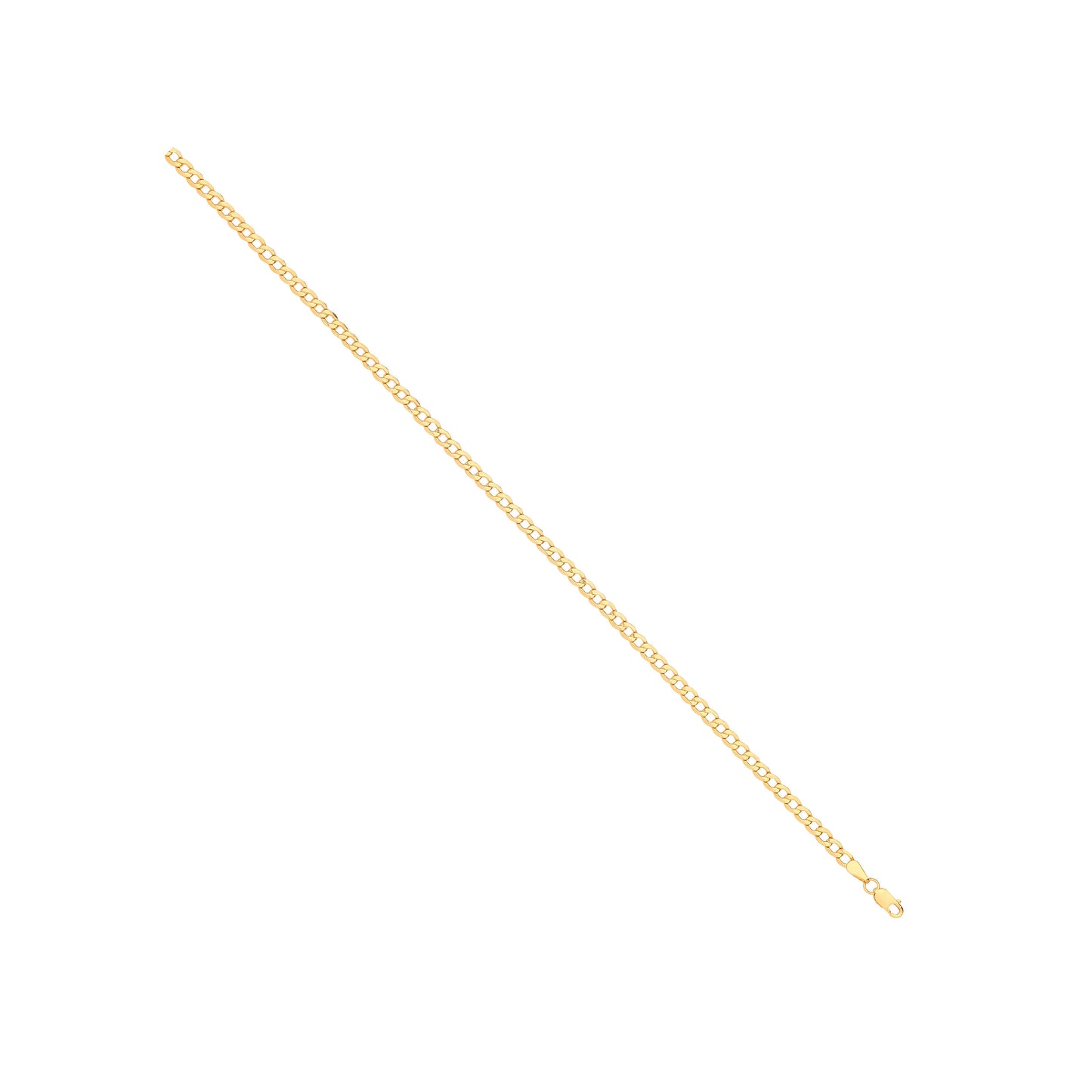 14ct Yellow Gold Hollow Beveled Curb 3.5mm Chain