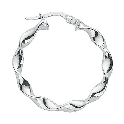 Silver Round Twist Hoop Earrings - 3mm