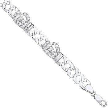 Silver Cubic Zirconia Boxing Gloves Baby Bracelet