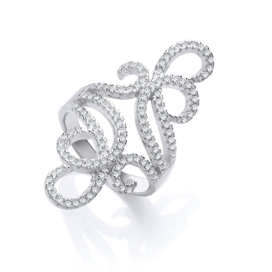 Silver Fancy Cubic Zirconia Long Top Ring