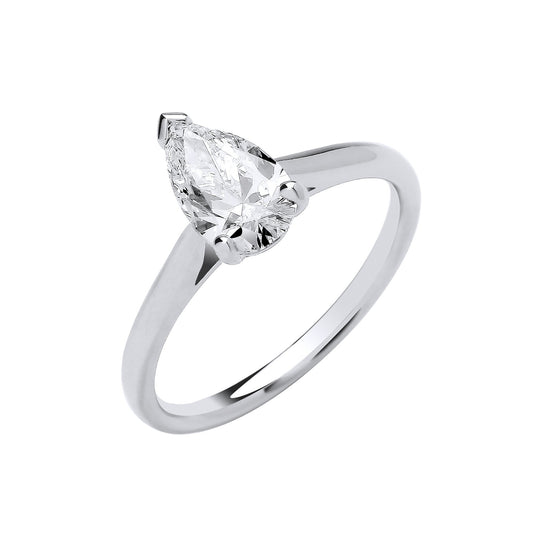 18ct White Gold 1.00ctw Pear Cut Lab Grown Diamond Ring IGI Certified