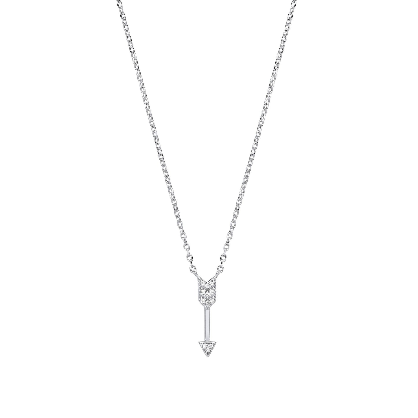 Silver Arrow Drop Pendant Chain 16"
