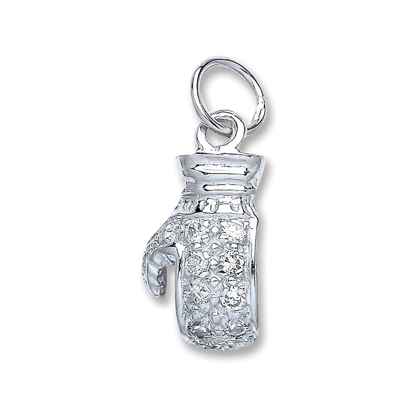 Silver Boxing Glove Cubic Zirconia Pendant - 4.5g