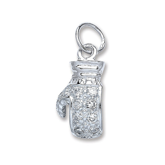 Silver Boxing Glove Cubic Zirconia Pendant - 4.5g