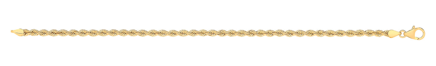 14ct Yellow Gold Hollow Rope 3.3mm Chain