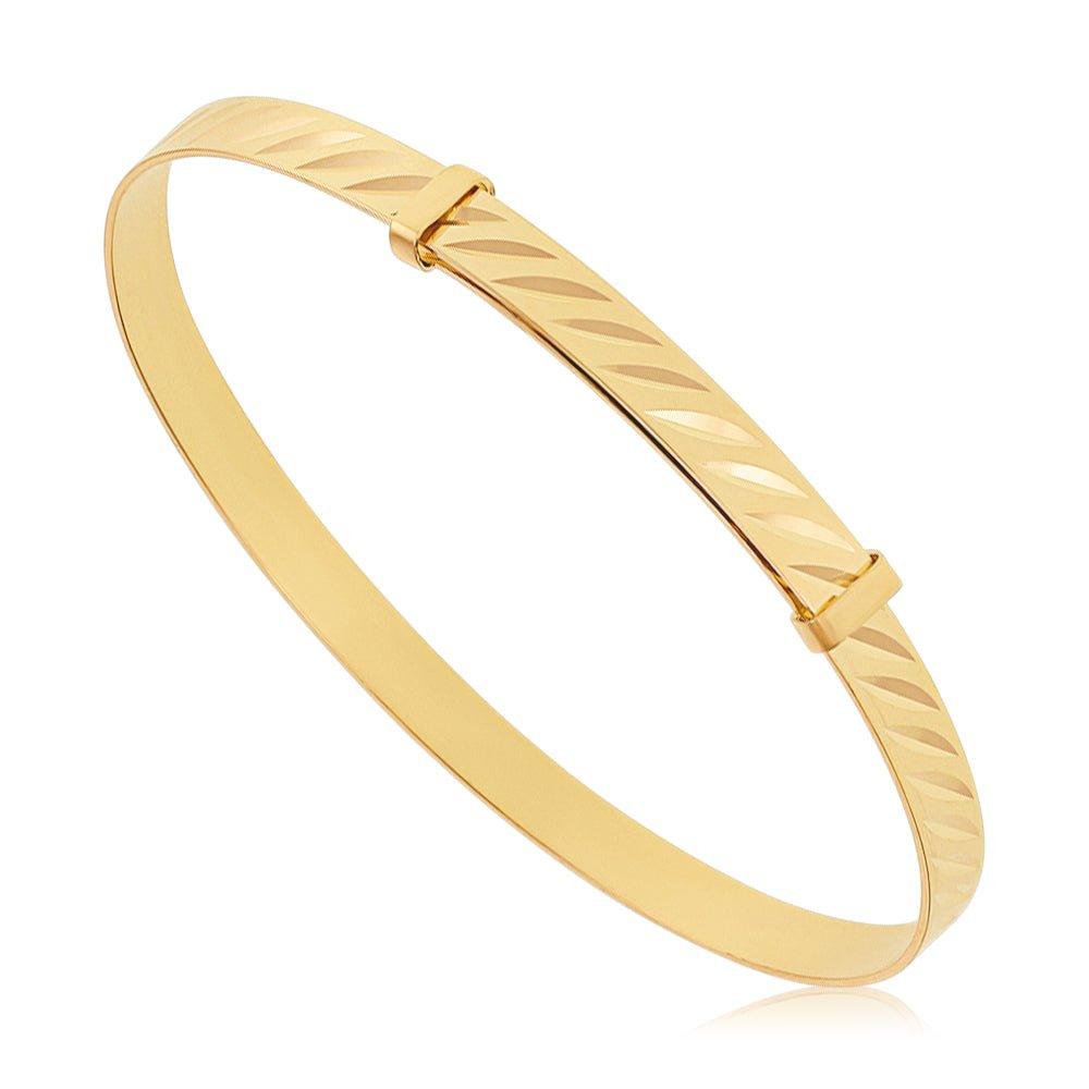 Yellow Gold Diamond Cut Expandable Baby Bangle - 41.9mm