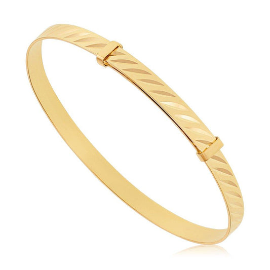 Yellow Gold Diamond Cut Expandable Baby Bangle - 41.9mm