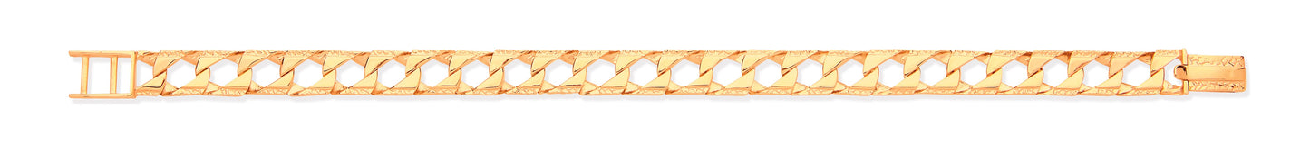 Yellow Gold 9mm Casted Grain Edge Gents Bracelet