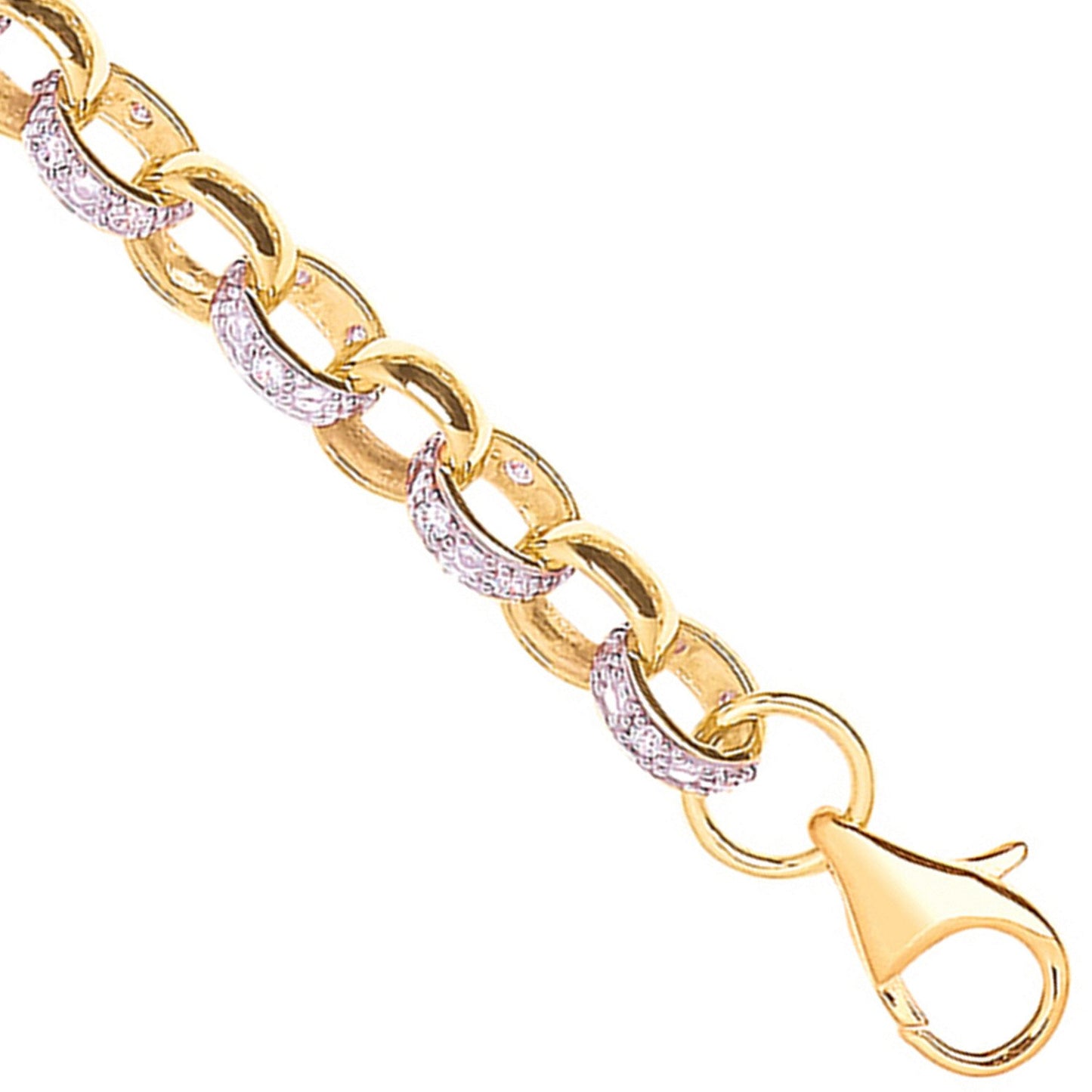 Yellow Gold 8.0mm Plain & Cubic Zirconia Belcher Chain