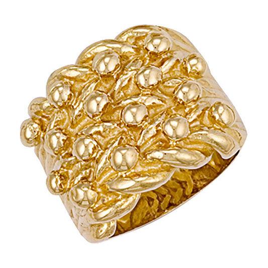 Yellow Gold Woven Back 4 Row Keeper Ring - 23.3mm