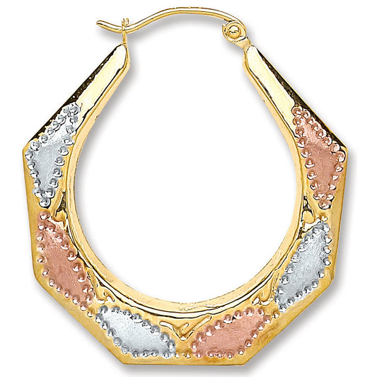 Yellow, White & Rose 28mm Gold Hoop Earrings