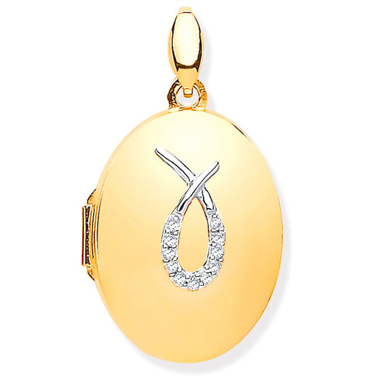Yellow Gold & Diamonds Oval Locket (HNN-91DD7C)