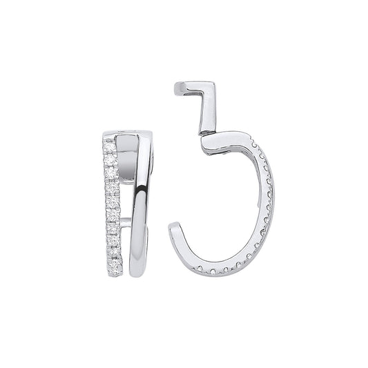 9ct White Gold 0.08ct Single Cuff Earring