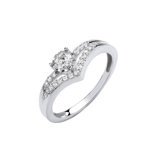 9ct White Gold 0.33ct Split shank engagement Ring