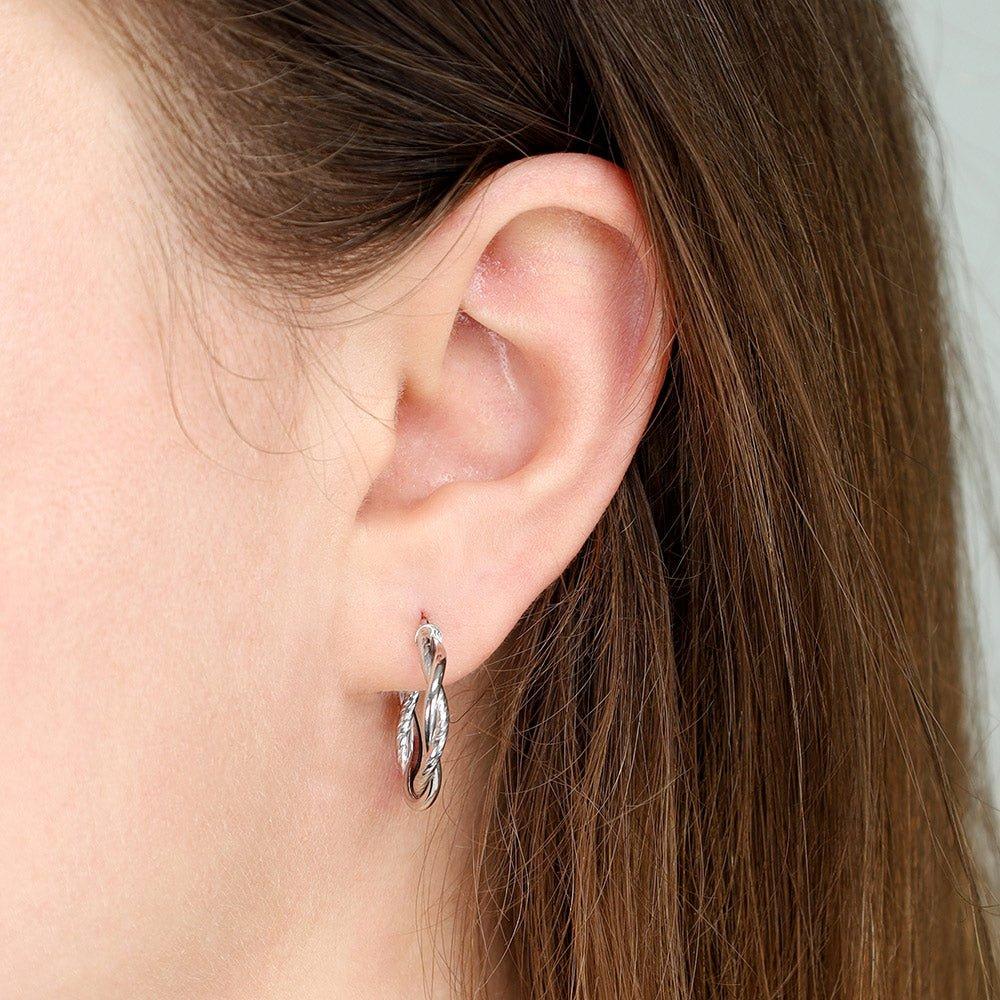White Gold 20mm Twist Hoop