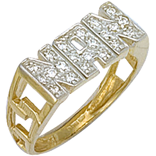 Yellow Gold Cubic Zirconia ID Sides Nan Ring