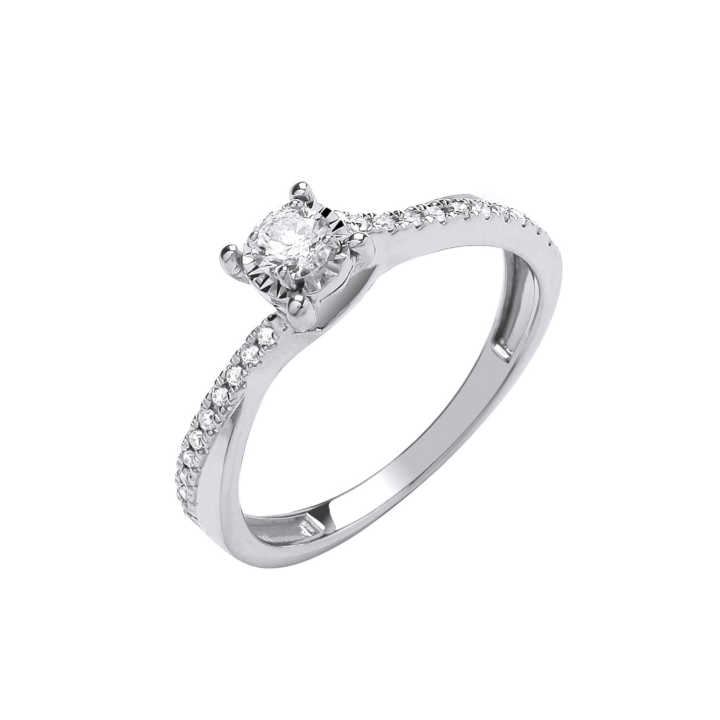 9ct White Gold 0.25ct Diamond Ring (HNN-C01041)