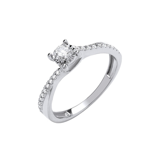 9ct White Gold 0.25ct Diamond Ring (HNN-C01041)