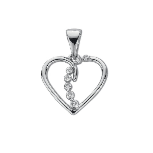 9ct White Gold 0.10ct Diamond Heart Pendant - 14.6mm