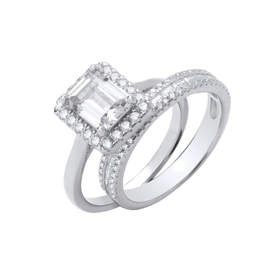 Silver Solitaire & Half Eternity Bridal Set Rings