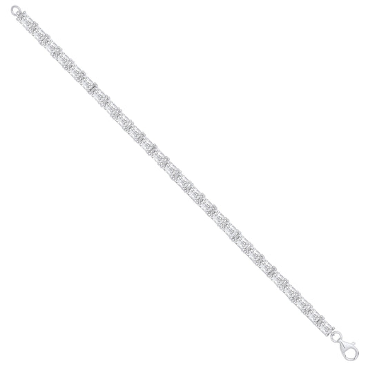 Silver Emerald Cut Cubic Zirconia Tennis Bracelet