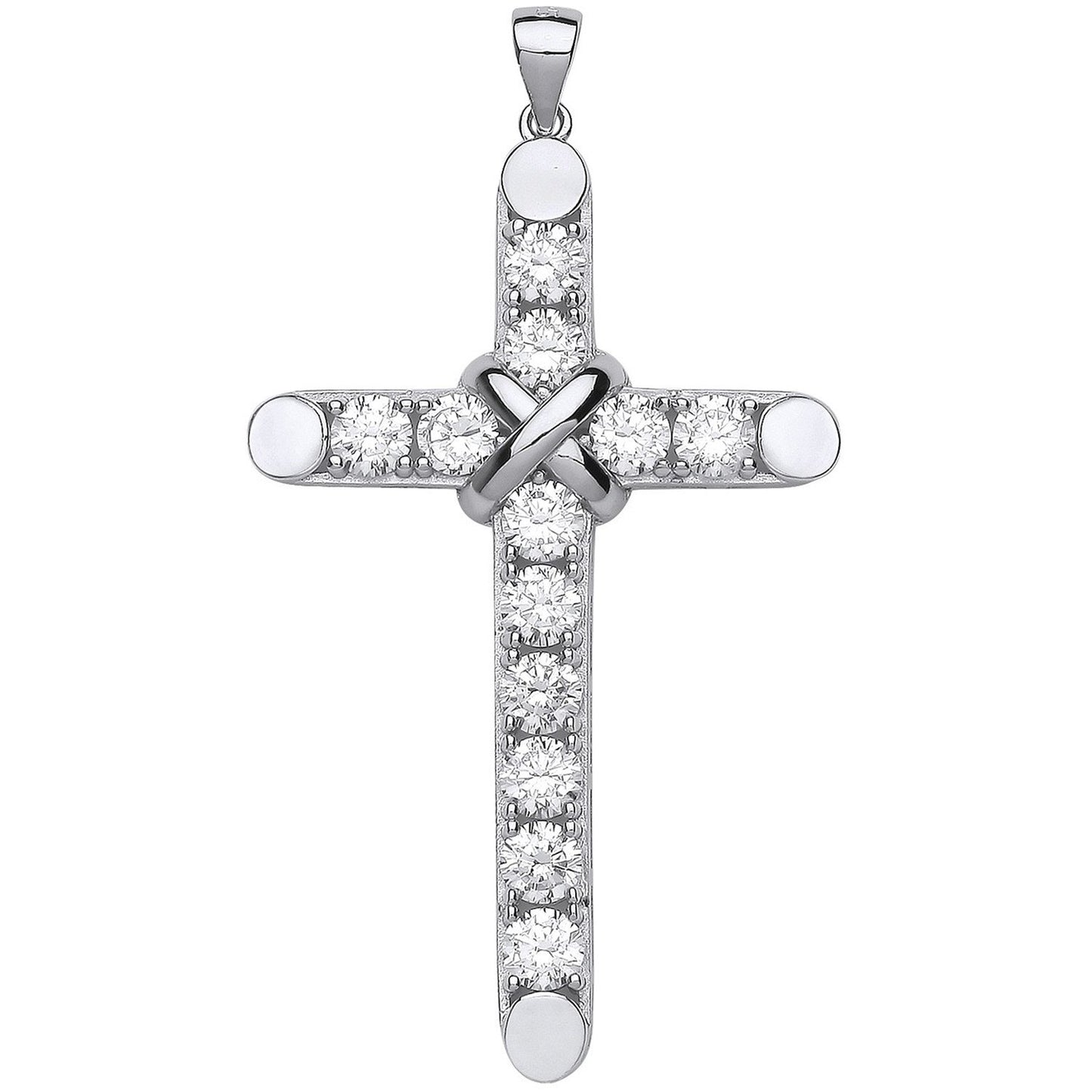 Large Silver Claw Set Cubic Zirconias Cross