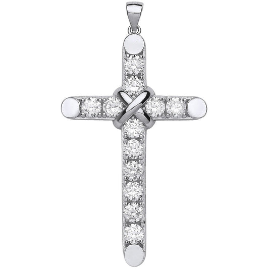 Large Silver Claw Set Cubic Zirconias Cross