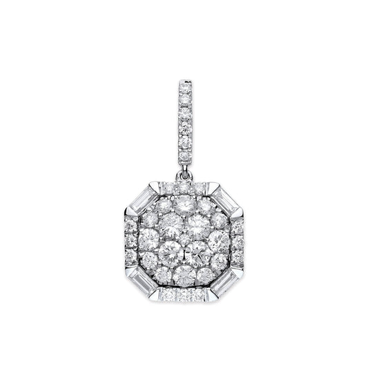 18ct White Gold 1.00ct Brilliant & Baguette Cut Diamond Pendant