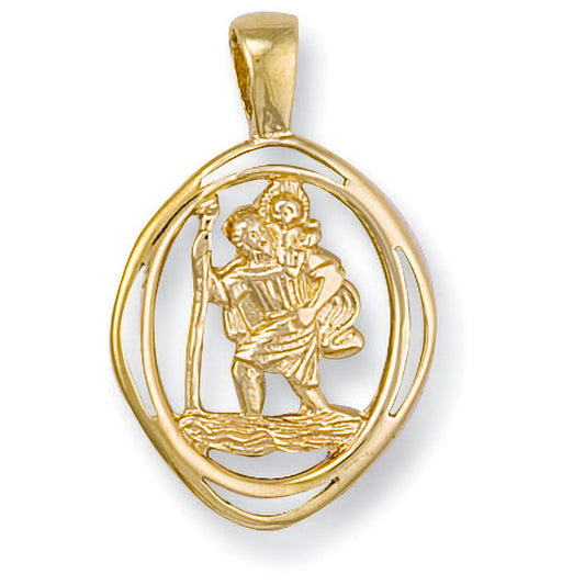 Yellow Gold Cut Out St. Christopher Pendant - 1.8g